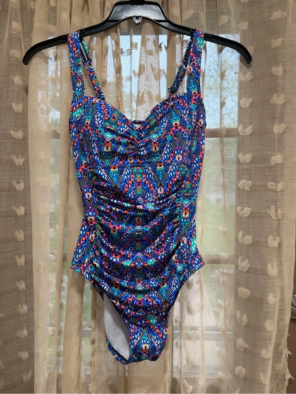 Swim Solutions Women's Tummy-Control Shirred One-Piece Swimsuit size medium - Picture 5 of 11